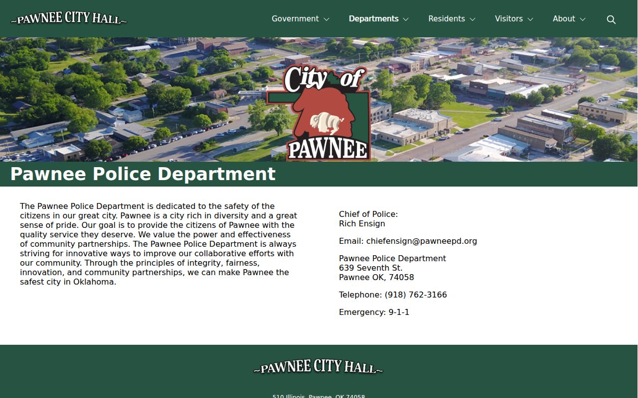 Pawnee County Pawnee Police Department records contact page